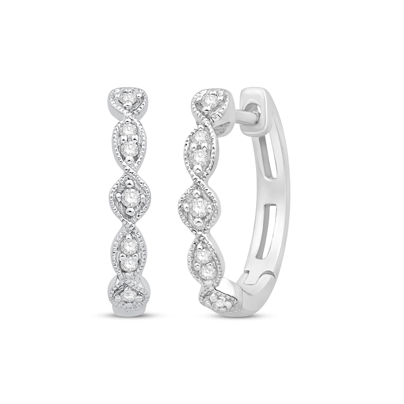 Main Image 1 of Diamond Twist Hoop Earrings 10K White Gold