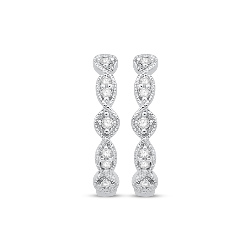 Main Image 2 of Diamond Twist Hoop Earrings 10K White Gold