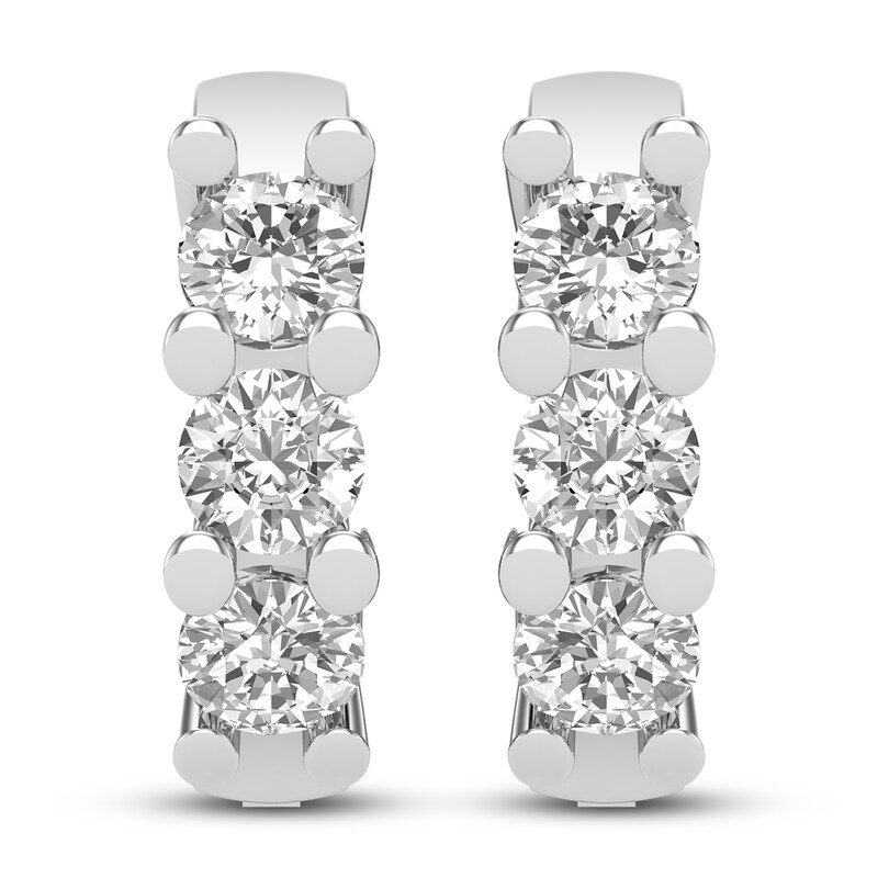 Diamond Huggie Earrings 2 ct tw Round-cut 10K White Gold