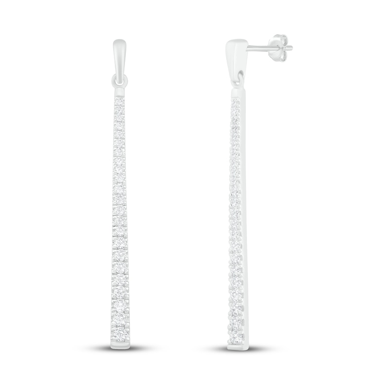 Main Image 1 of Diamond Drop Earrings 1/2 ct tw Round-Cut 10K White Gold