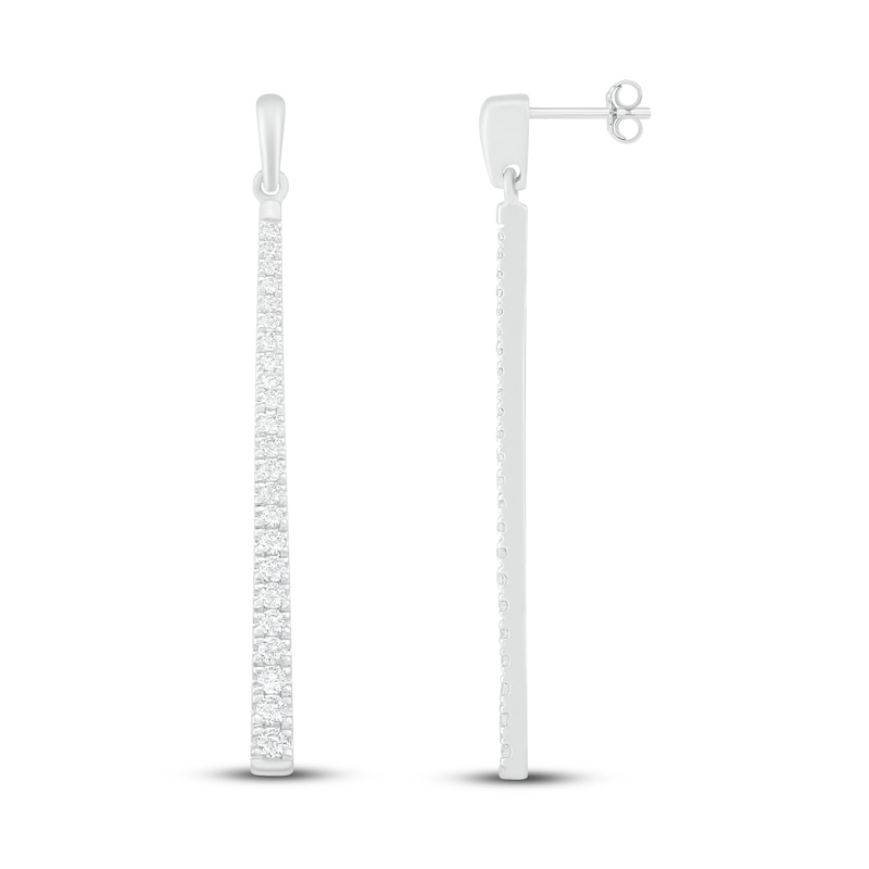 Main Image 2 of Diamond Drop Earrings 1/2 ct tw Round-Cut 10K White Gold