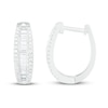 Thumbnail Image 1 of Diamond Hoop Earrings 5/8 ct tw Baguette/Round-Cut 10K White Gold