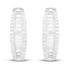 Thumbnail Image 2 of Diamond Hoop Earrings 5/8 ct tw Baguette/Round-Cut 10K White Gold