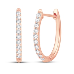 Diamond Hoop Earrings 1/4 ct tw Round-Cut 10K Rose Gold