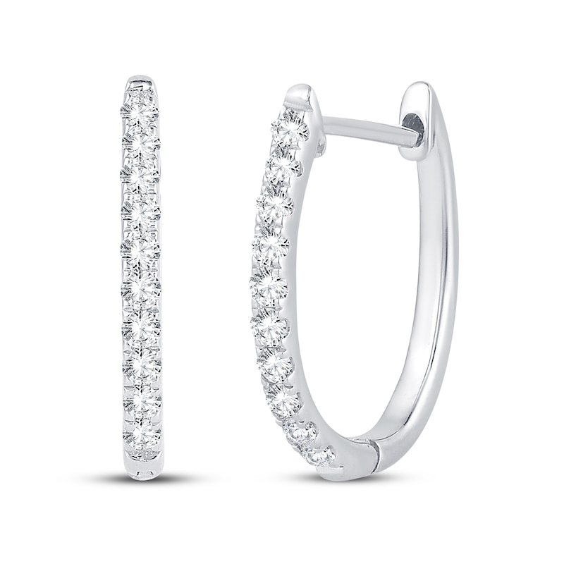Diamond Hoop Earrings 1/4 ct tw Round-Cut 10K White Gold