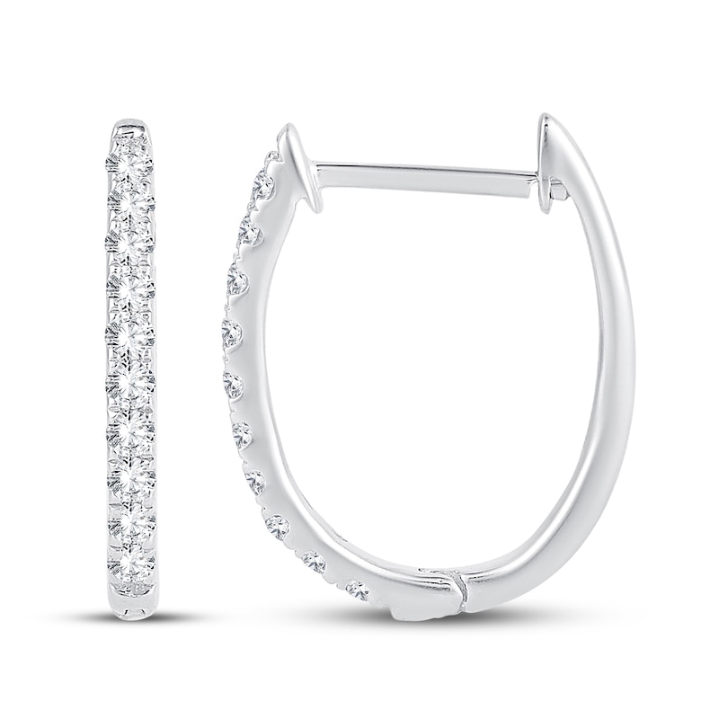 Diamond Hoop Earrings 1/4 ct tw Round-Cut 10K White Gold