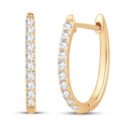 Diamond Hoop Earrings 1/4 ct tw Round-Cut 10K Yellow Gold