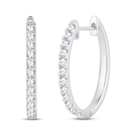 Diamond Hoop Earrings 1/2 ct tw Round-Cut 10K White Gold