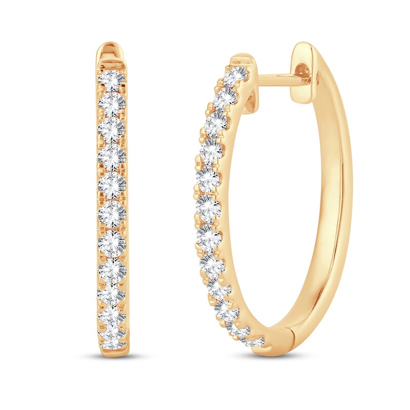 Main Image 1 of Diamond Hoop Earrings 1/2 ct tw Round-Cut 10K Yellow Gold