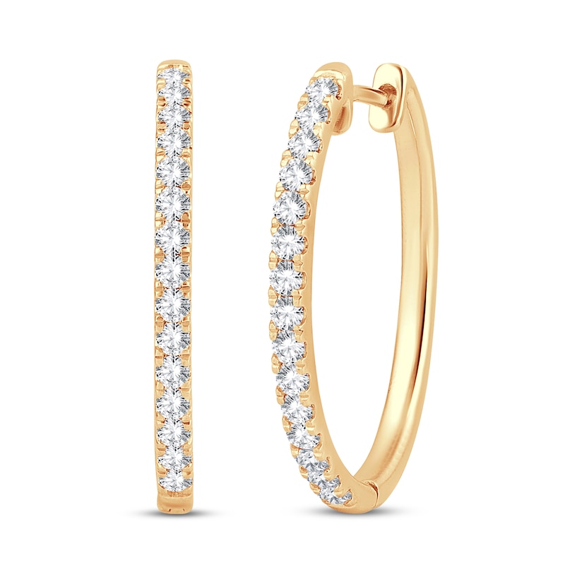 Diamond Hoop Earrings 3/4 ct tw Round-Cut 10K Yellow Gold