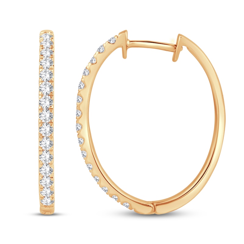Diamond Hoop Earrings 3/4 ct tw Round-Cut 10K Yellow Gold