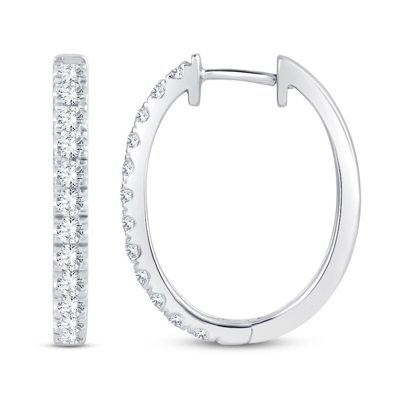 Diamond Hoop Earrings 1 ct tw Round-Cut 10K White Gold