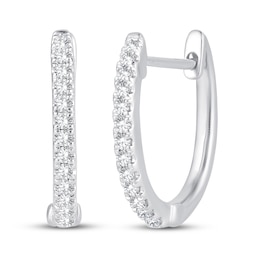 Diamond Hoop Earrings 1/8 ct tw Round-Cut 10K White Gold
