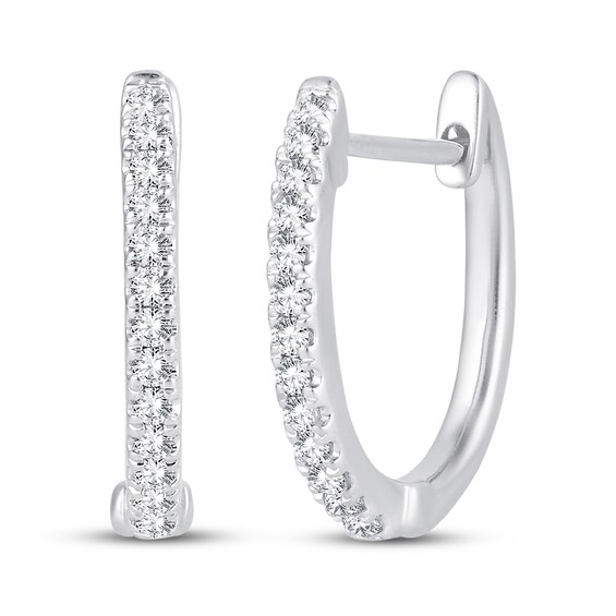Diamond Hoop Earrings 1/8 ct tw Round-Cut 10K White Gold
