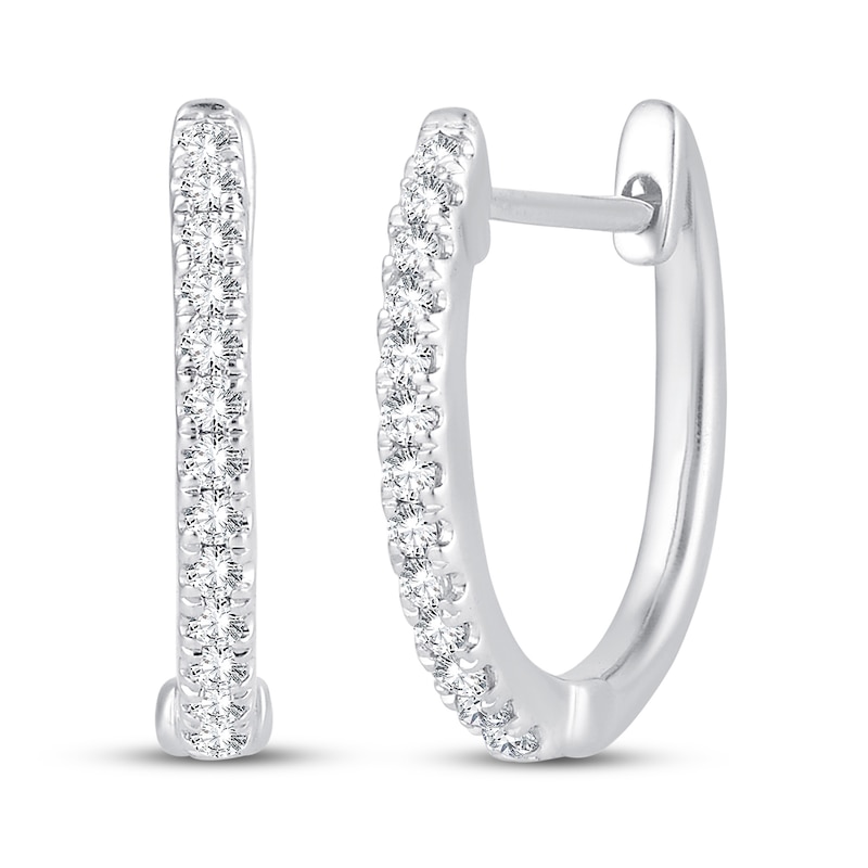 Diamond Hoop Earrings 1/8 ct tw Round-Cut 10K White Gold