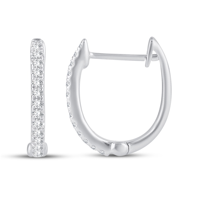 Diamond Hoop Earrings 1/8 ct tw Round-Cut 10K White Gold