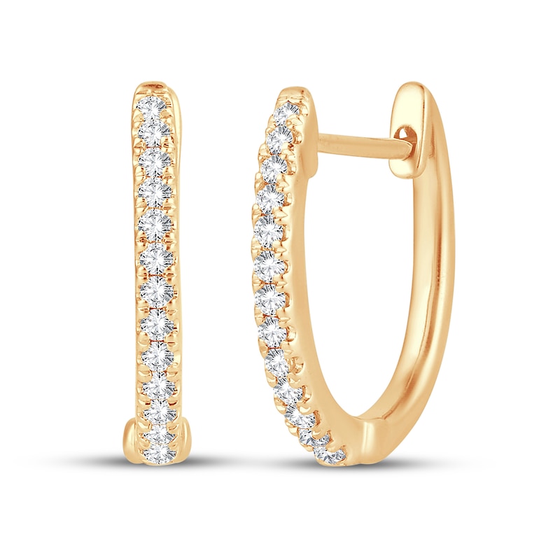 Main Image 1 of Diamond Hoop Earrings 1/8 ct tw Round-Cut 10K Yellow Gold