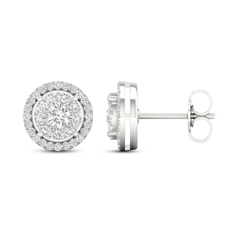 Main Image 2 of Diamond Stud Earrings 1/2 ct tw Round-Cut 10K White Gold