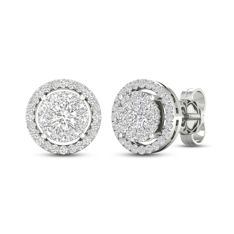 Main Image 3 of Diamond Stud Earrings 1/2 ct tw Round-Cut 10K White Gold