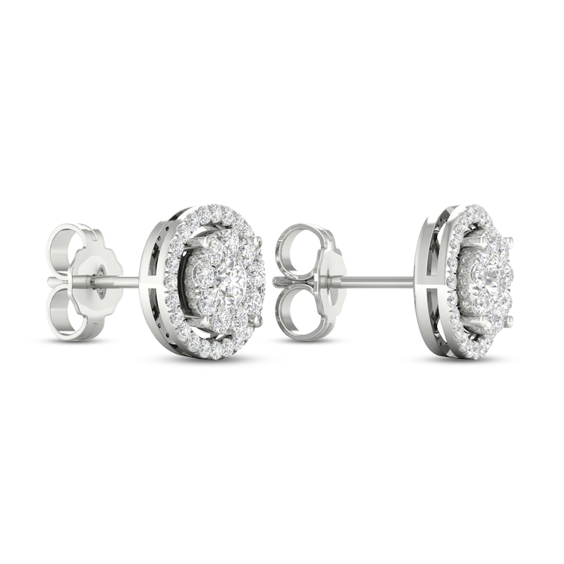 Main Image 4 of Diamond Stud Earrings 1/2 ct tw Round-Cut 10K White Gold