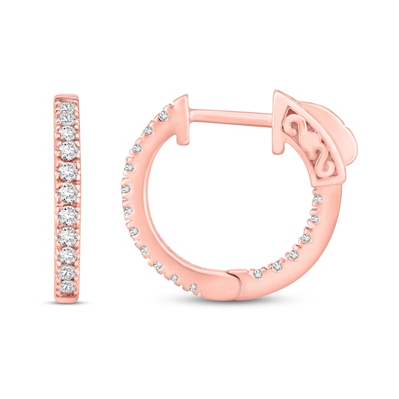 Diamond Hoop Earrings 1/2 ct tw Round-cut 10K Rose Gold
