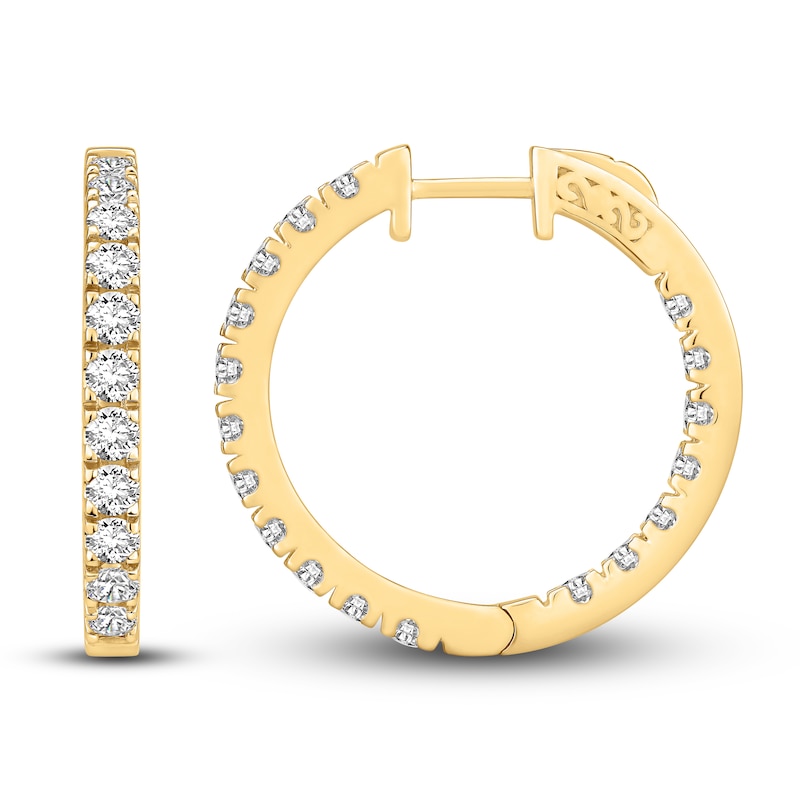 Main Image 1 of Diamond Hoop Earrings 3 ct tw Round-cut 10K Yellow Gold