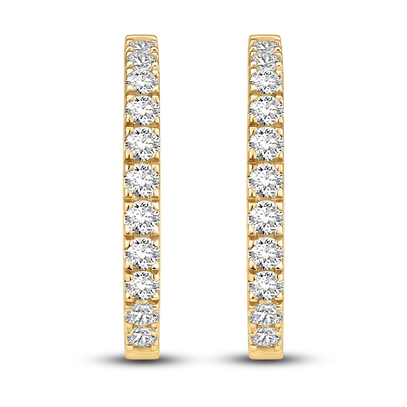 Main Image 2 of Diamond Hoop Earrings 3 ct tw Round-cut 10K Yellow Gold