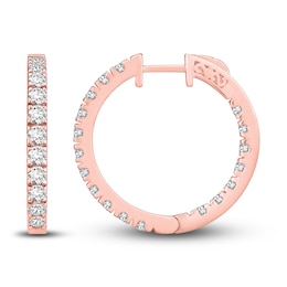 Diamond Hoop Earrings 3 ct tw Round-cut 10K Rose Gold