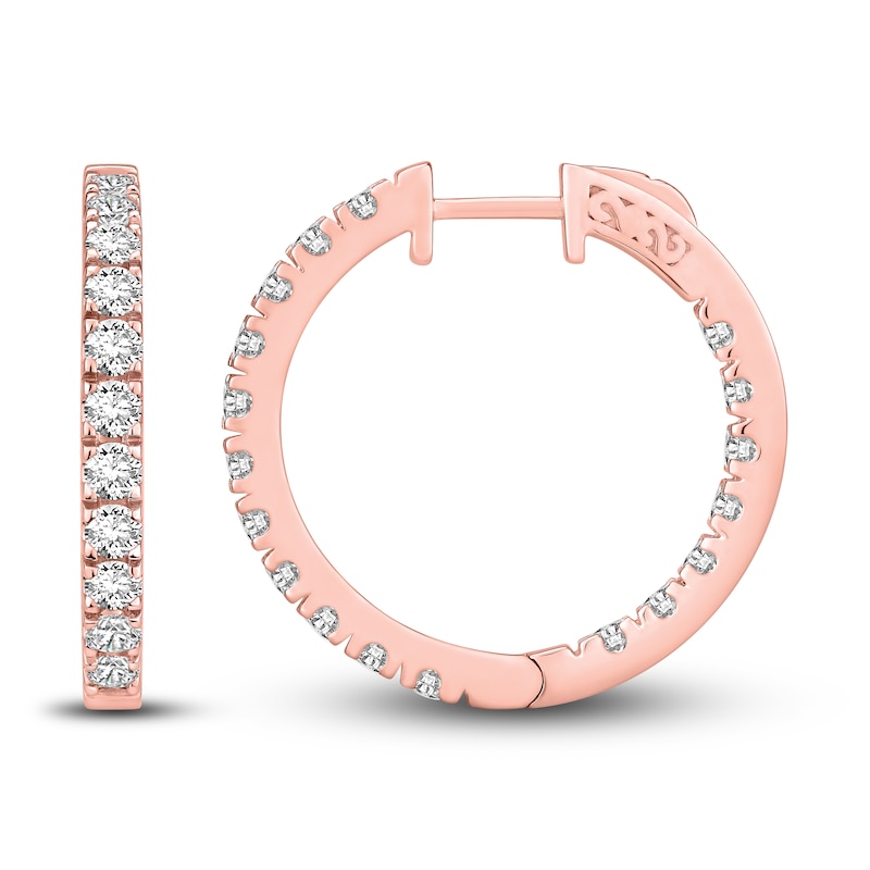 Main Image 1 of Diamond Hoop Earrings 3 ct tw Round-cut 10K Rose Gold
