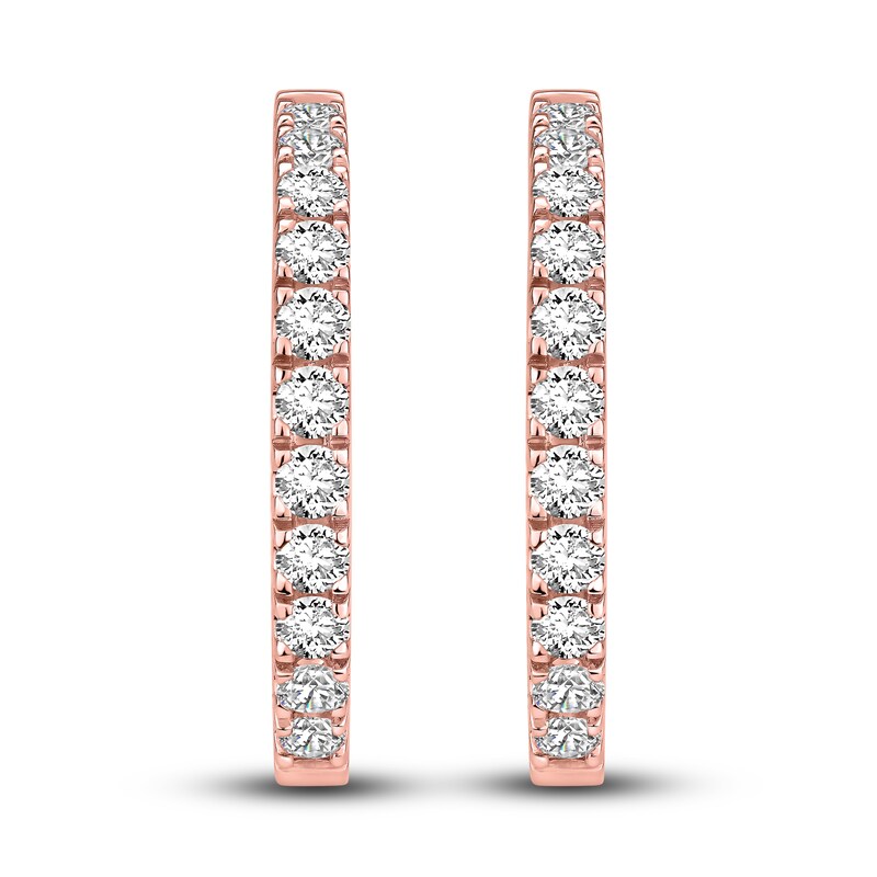 Main Image 2 of Diamond Hoop Earrings 3 ct tw Round-cut 10K Rose Gold