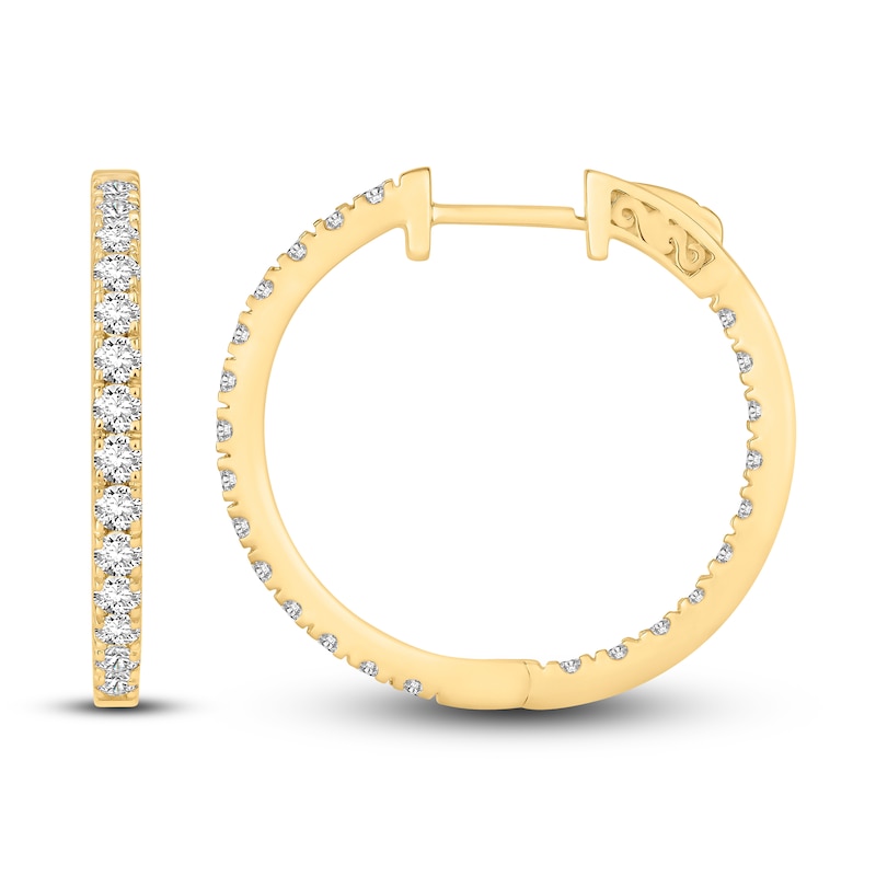 Diamond Hoop Earrings 2 ct tw Round-cut 10K Yellow Gold