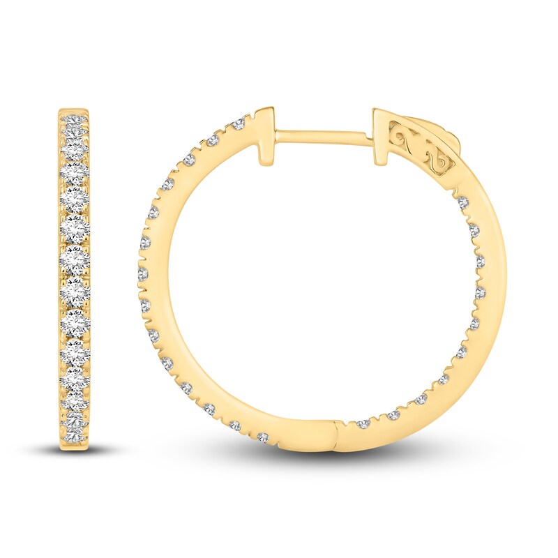 Diamond Hoop Earrings 2 ct tw Round-cut 10K Yellow Gold