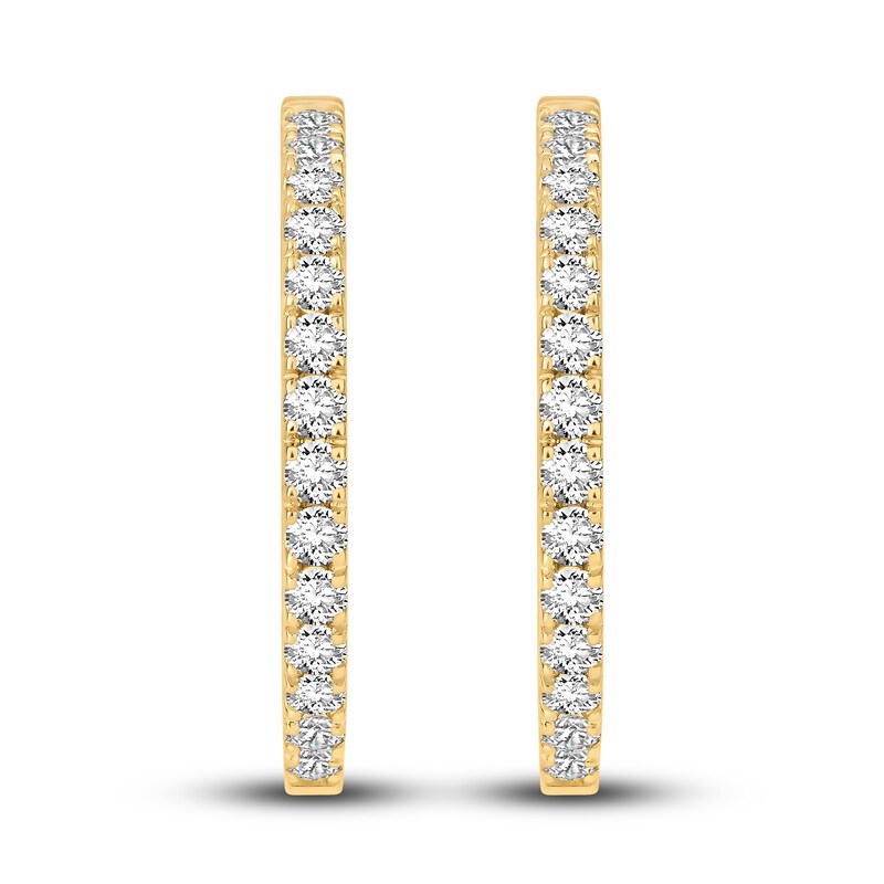 Diamond Hoop Earrings 2 ct tw Round-cut 10K Yellow Gold