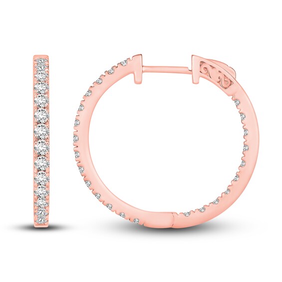 Diamond Hoop Earrings 2 ct tw Round-cut 10K Rose Gold