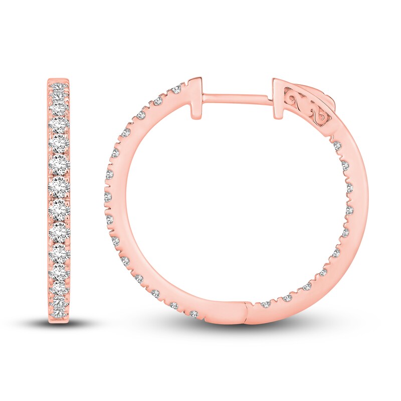 Main Image 1 of Diamond Hoop Earrings 2 ct tw Round-cut 10K Rose Gold