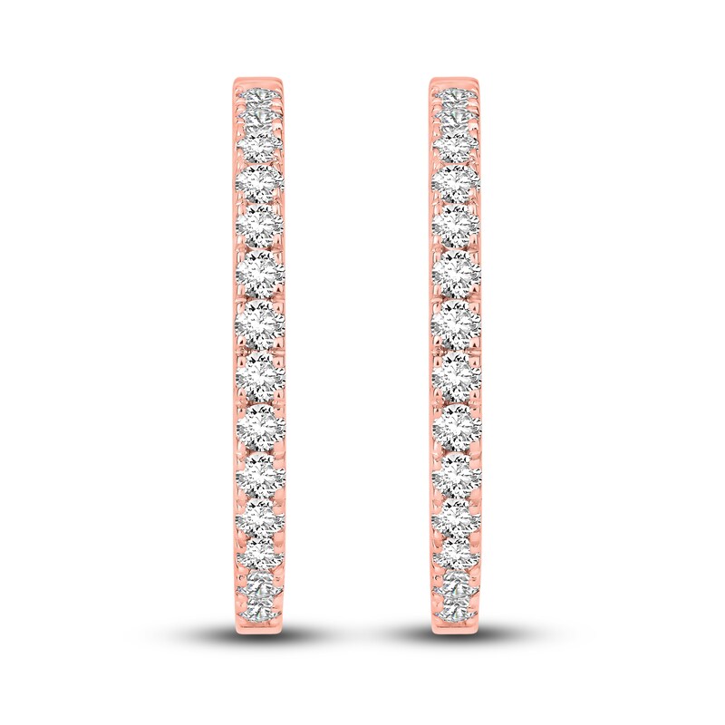 Main Image 2 of Diamond Hoop Earrings 2 ct tw Round-cut 10K Rose Gold