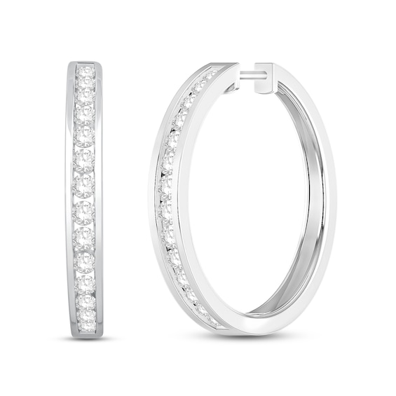 Diamond Hoop Earrings 1/ ct tw Round-Cut 10K White Gold