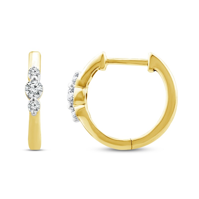 Main Image 1 of Diamond Hoop Earrings 1/5 ct tw Round-Cut 10K Yellow Gold