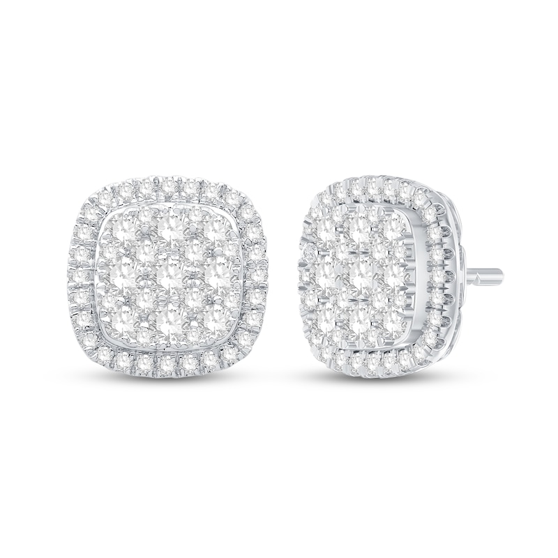 Main Image 1 of Diamond Stud Earrings 1 ct tw Round-Cut 10K White Gold
