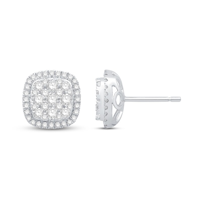 Main Image 2 of Diamond Stud Earrings 1 ct tw Round-Cut 10K White Gold