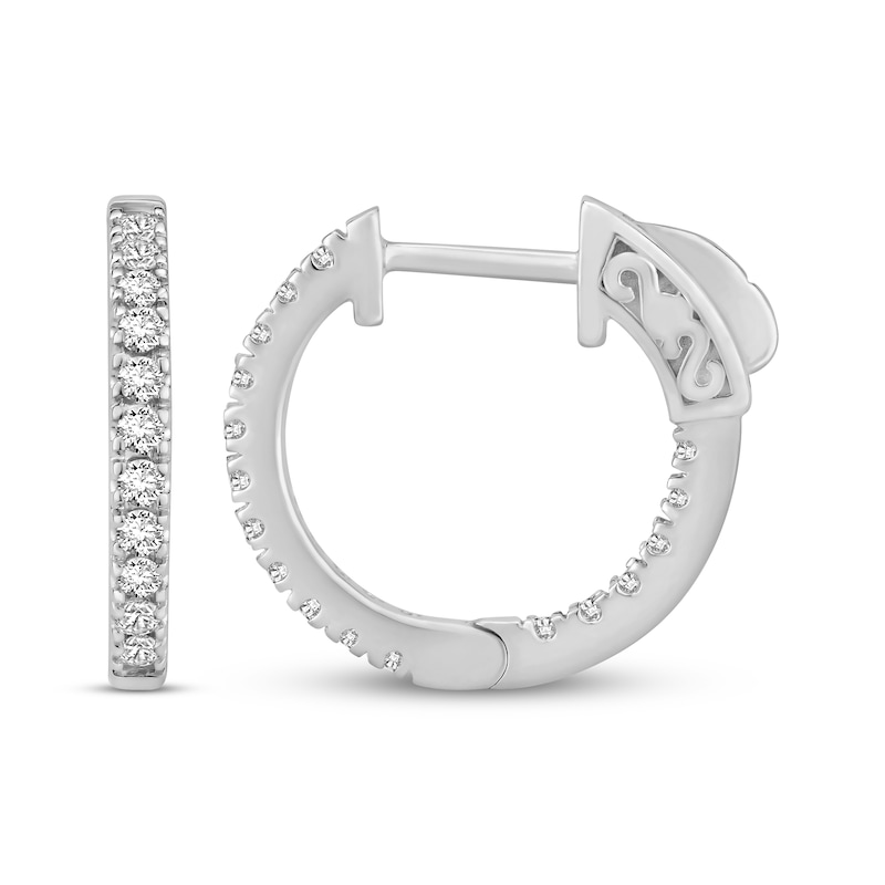 Main Image 1 of Diamond Hoop Earrings 1/2 ct tw Round-cut 10K White Gold