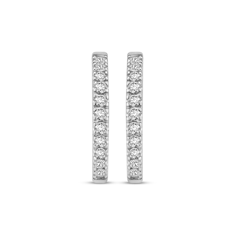 Main Image 2 of Diamond Hoop Earrings 1/2 ct tw Round-cut 10K White Gold
