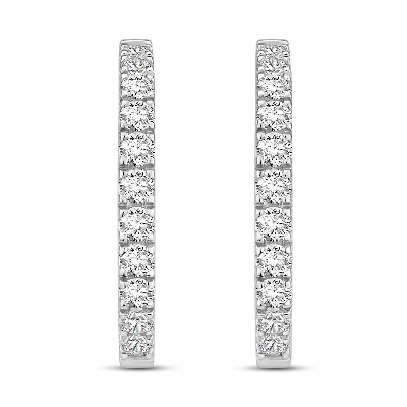 Main Image 2 of Diamond Hoop Earrings 3 ct tw Round-cut 10K White Gold