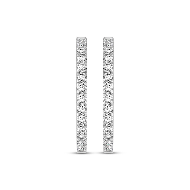 Main Image 2 of Diamond Hoop Earrings 2 ct tw Round-cut 10K White Gold