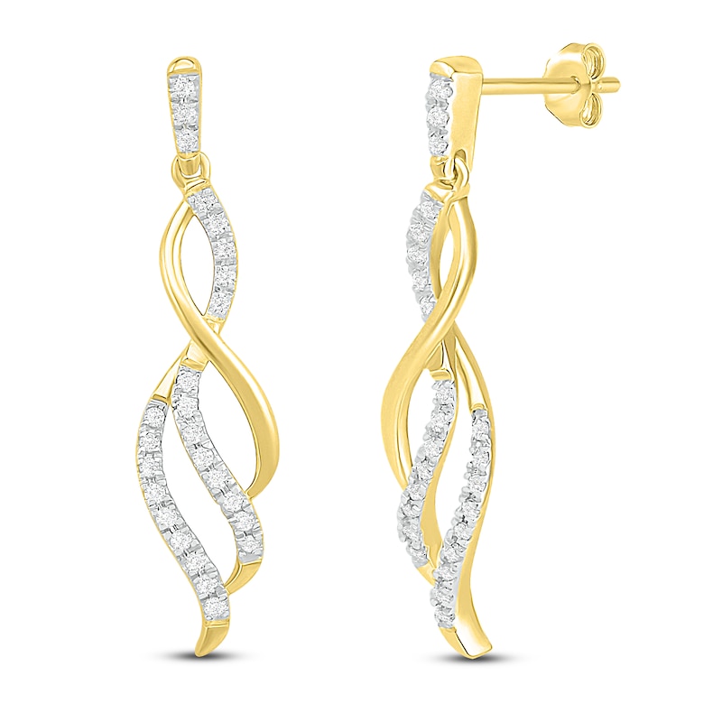 Main Image 1 of Diamond Dangle Earrings 1/5 ct tw 10K Yellow Gold