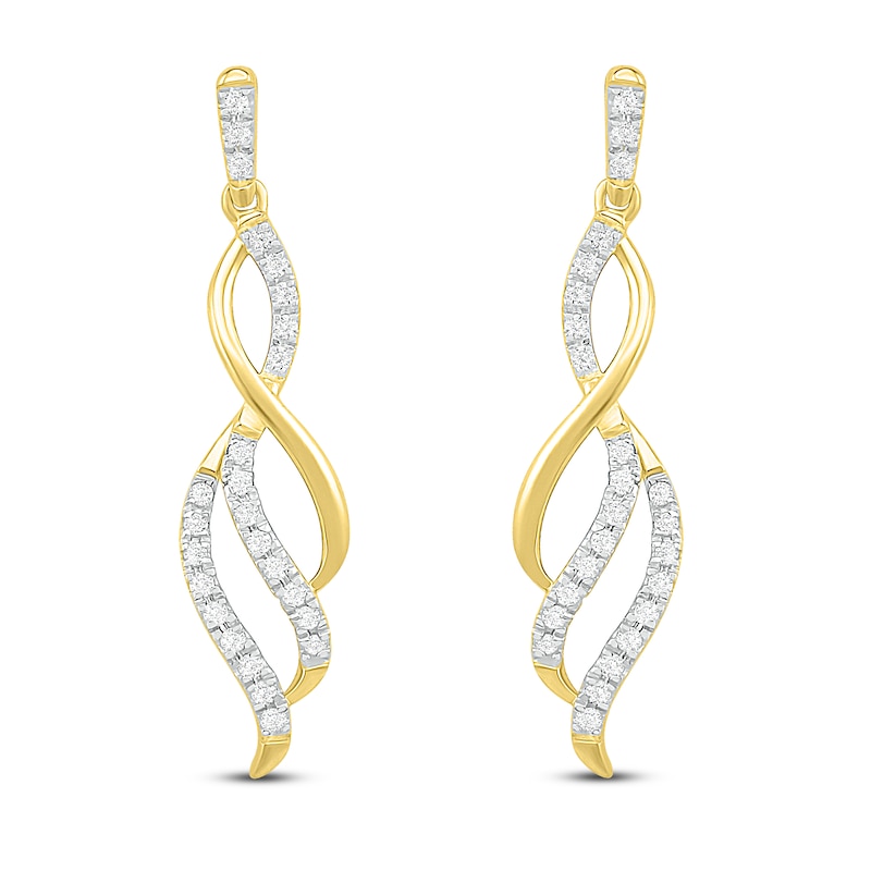 Main Image 3 of Diamond Dangle Earrings 1/5 ct tw 10K Yellow Gold