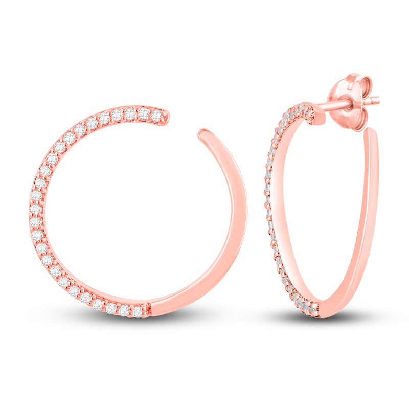 Diamond Hoop Earrings 1/3 ct tw Round-Cut 14K Rose Gold