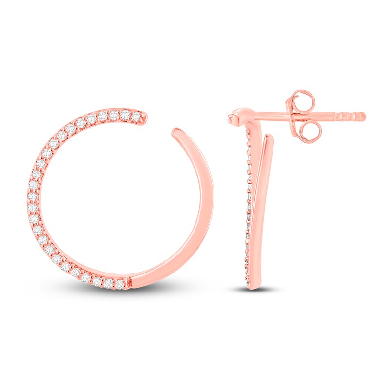 Diamond Hoop Earrings 1/3 ct tw Round-Cut 14K Rose Gold