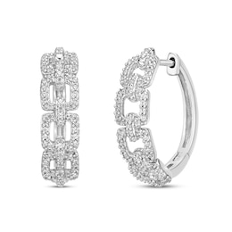Diamond Hoop Earrings 3/8 ct tw Round-Cut Sterling Silver