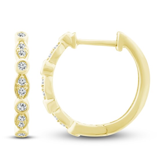 Diamond Hoop Earrings 1/6 ct tw Round-Cut 10K Yellow Gold